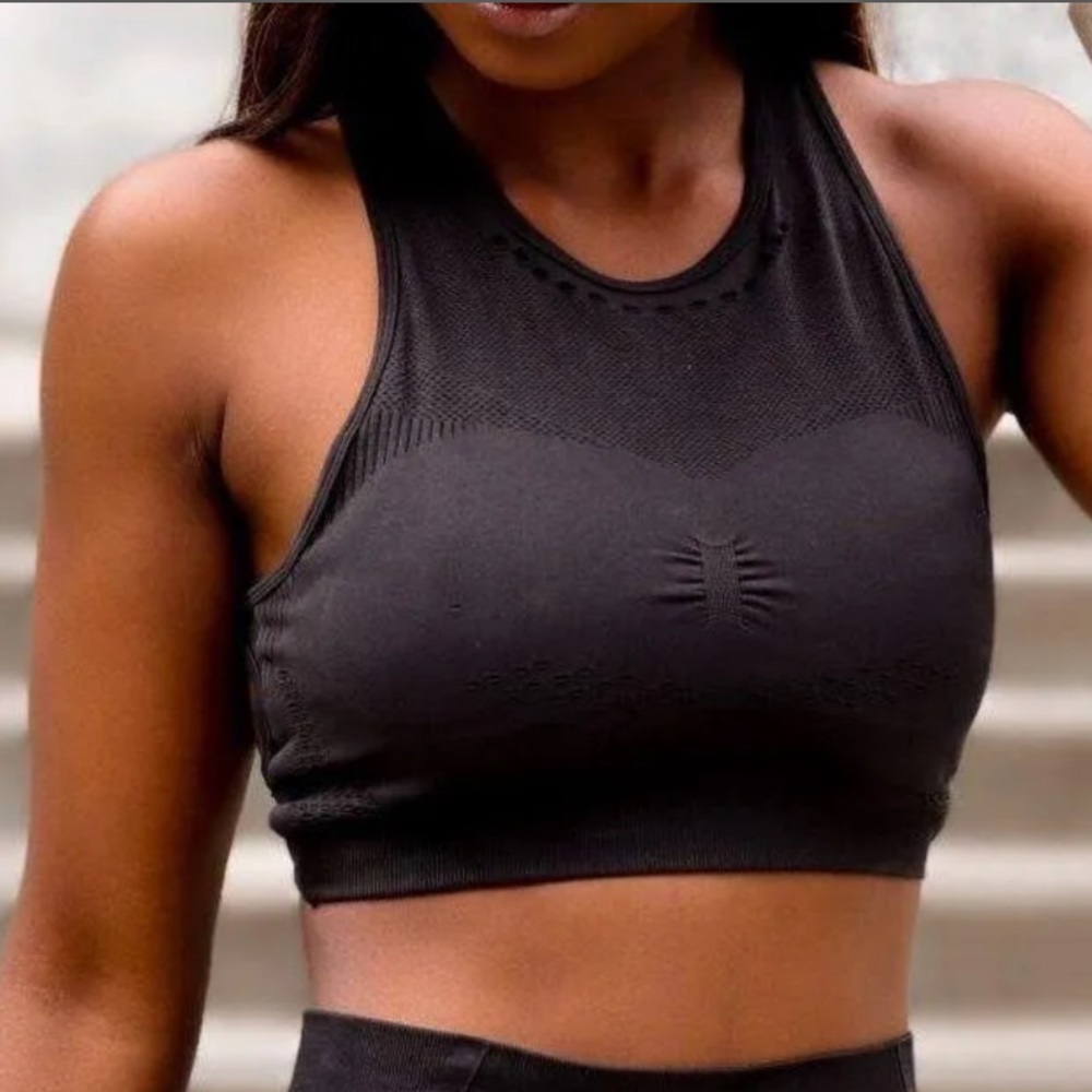 GYMSHARK NWT Flawless Knit Sports Bra Black Small